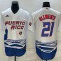 Any Size Puerto Rico Baseball Roberto Clemente 2023 White World Jersey