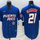 Men's Puerto Rico Baseball Roberto Clemente 2023 Blue World Classic Jersey