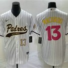 Men's San Diego Padres Manny Machado Number White Pinstripe 2023 City Jersey