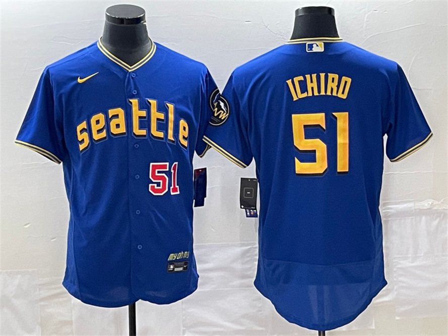 Men's Seattle Mariners Ichiro Suzuki Blue 2023 City Connect Flex Base Jersey