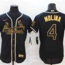 Men's St. Louis Cardinals Yadier Molina Black Stitched Flex Base Golden Edition Jersey