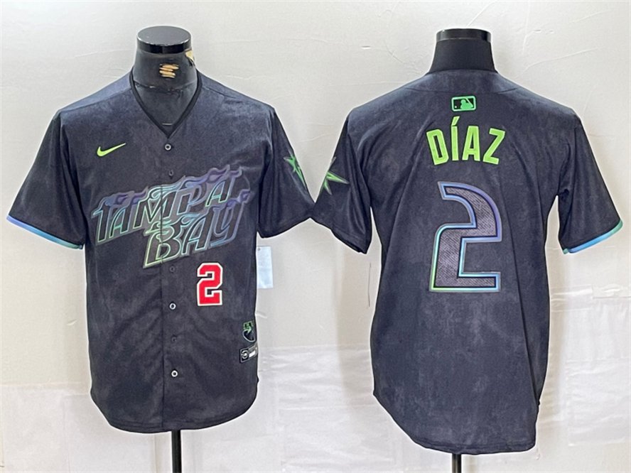 Any Size Tampa Bay Rays #2 Yandy Diaz Charcoal 2024 City Connect Baseball Jersey