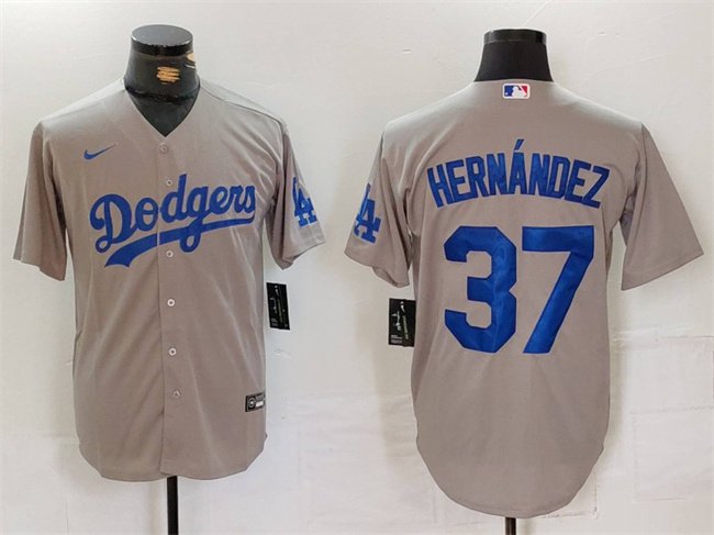 Any Size Los Angeles Dodgers Teoscar Hernandez Grey 2024 Away Stitched Baseball Jersey