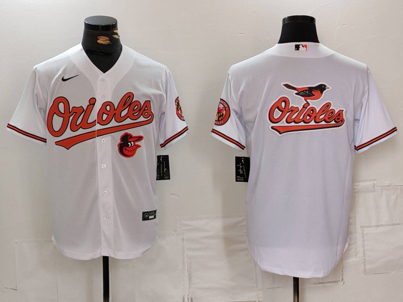 Mens Baltimore Orioles White Team Big Logo Blank Cool Base Stitched Jersey 2024