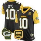 Men's Green Bay Packers Jordan Love Black 2024 F.U.S.E. 13 Time World Champions Patch Jersey