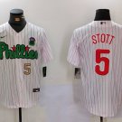Men's Philadelphia Phillies Bryson Stott White Green Cool Base Stitched Jerseys
