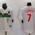 Men's Philadelphia Phillies Trea Turner White Green Cool Base Stitched Jerseys