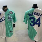 Men's Los Angeles Dodgers #34 Toro Valenzuela White Green Split 2024 World Jersey