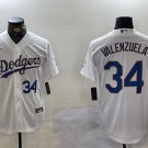 Men's Los Angeles Dodgers #34 Fernando Valenzuela Number White Gold Jerseys (2)