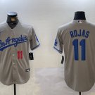 Men's Los Angeles Dodgers #11 Miguel Rojas Number Grey With los Cool Base Jersey