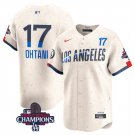 Men's Los Angeles Dodgers #17 Shohei Ohtani Cream 2024 World Series Jersey