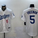 Men's Los Angeles Dodgers #5 Freddie Freeman Number White Cool Base Jersey