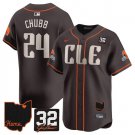 Men's Cleveland Browns #24 Nick Chubb Brown With Jim Brown Memorial & Home Patch Jersey