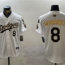 Men's Los Angeles Dodgers #8 Enrique Hernández White Gold 2024 World Jersey