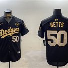 Men's Los Angeles Dodgers #50 Mookie Betts Black Gold 2024 World Series With Path Jersey
