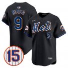Men's New York Mets #9 Brandon Nimmo Black Jerry Grote Patch Vapor Premier Limited Stitched Jersey