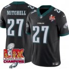 Men's Philadelphia Eagles #27 Quinyon Mitchell Black 2025 Eagles Logo Super Bowl LIX Patch Jersey