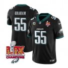 Men's Philadelphia Eagles #55 Brandon Graham Black 2025 Eagles Logo Super Bowl LIX Patch Jersey