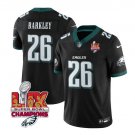 Men's Philadelphia Eagles #26 Saquon Barkley Black 2025 Eagles Logo Super Bowl LIX Patch Jersey