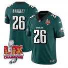 Men's Philadelphia Eagles #26 Saquon Barkley Green 2025 Eagles Logo Super Bowl LIX Patch Jersey