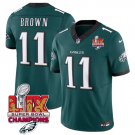 Men's Philadelphia Eagles #11 A.J. Brown Green 2025 Eagles Logo Super Bowl LIX Patch Jersey