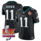 Men's Philadelphia Eagles #11 A.J. Brown Black 2025 Eagles Logo Super Bowl LIX Patch Jersey