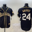 Men's Seattle Mariners #24 Ken Griffey Jr. BlackGold Cool Base Stitched Baseball Jersey