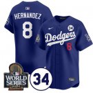 Men's Los Angeles Dodgers #8 Enrique Hernández Blue 2024 World Champions & Fernando Jersey