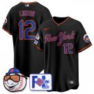 Men's New York Mets #12 Francisco Lindor Black 2025 Spring Training Stitched Baseball Jersey