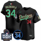 Men's Los Angeles Dodgers #34 Fernando Valenzuela Black Mexico 2024 World Series Jersey