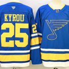 Men's St. Louis Blues #25 Jordan Kyrou Blue 2025 Stitched Hockey Jersey