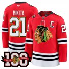 Men's Chicago Blackhawks #21 Stan Mikita Red 2025 Home 100th Anniversary Jersey