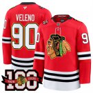 Men's Chicago Blackhawks #90 Joe Veleno Red 2025 Home 100th Anniversary Jersey