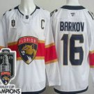 Men's Florida Panthers #16 Aleksander Barkov White 2025 Stanley Cup Champions Jersey