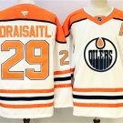 Men's Edmonton Oilers #29 Leon Draisaitl White Orange 2024-25 With A Patch Jersey