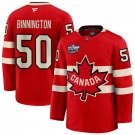 Men's Canada #50 Jordan Binnington Red 2025 4 Nations Face-Off Premium Jersey