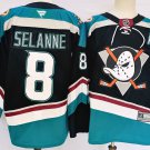 Men's Anaheim Ducks #8 Teemu Selanne Black Teal 2024-25 Stitched Jersey