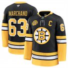 Men's Boston Bruins #63 Brad Marchand Black 100th Anniversary With C Patch Jersey