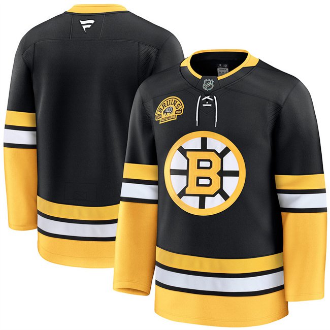 Men's BOS Blank Black 100th Anniversary Stitched Player Jersey