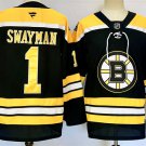 Men's Boston Bruins #1 Jeremy Swayman Black 2024-25 Home Stitched Jersey
