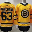 Men's Boston Bruins #63 Brad Marchand Retro Gold Stitched Hockey Jersey