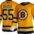 Mens Boston Bruins #55 Justin Brazeau Yellow REVERSE RETRO Jersey