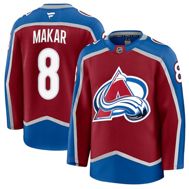 Men's COL #8 Cale Makar Burgundy 2024-25 Home Stitched Jersey