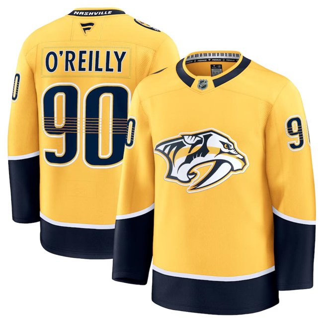 Men's NSH #90 Ryan O'Reilly Gold 2024-25 Home Stitched Jersey