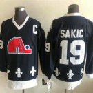 Men's Quebec Nordiques #19 Joe Sakic Black CCM Throwback Stitched Jersey