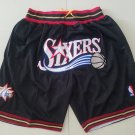 Men's Philadelphia 76ers Nike JUST DON Shorts Black Fine Embroidery
