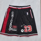 Men's Chicago Bulls JUST DON Basketball Shorts Black Zipper Pants With 23