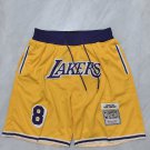 Men's Lakers Basketball Gold Shorts Yellow With 8