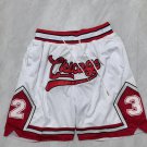 Men's Chicago Bulls Basketball Retro Shorts White Zipper Pants With 2 3