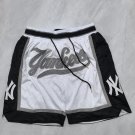 Men's New York Yankees JUST DON Basketball Shorts White Zipper Pants